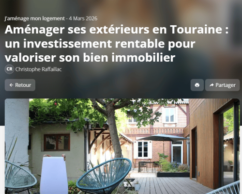 Article tiré du magazine des notaires IMMO NOT titrant : Aménager ses extérieurs en Touraine, un investissement rentable pour valoriser son bien immobilier.